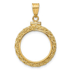 FJC Finejewelers 14 kt Yellow Gold Wheat Chain 17.8mm x 1.35mm Screw Top Coin Bezel Pendant