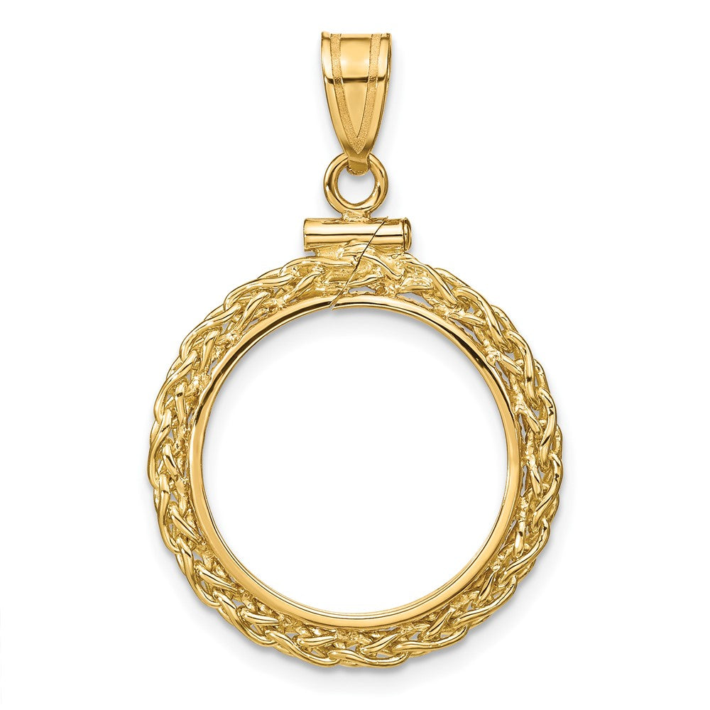 FJC Finejewelers 14 kt Yellow Gold Wheat Chain 17.8mm x 1.35mm Screw Top Coin Bezel Pendant