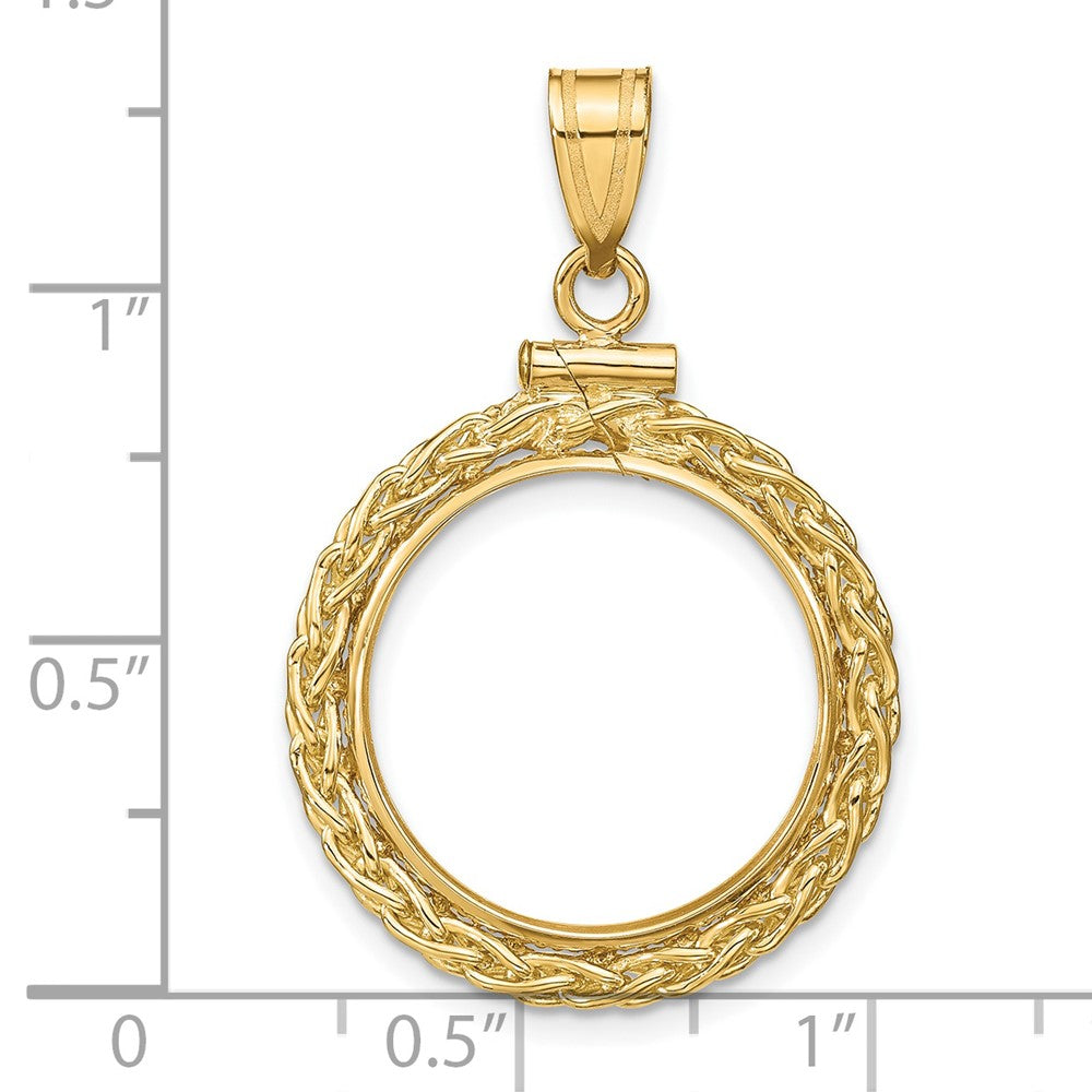 FJC Finejewelers 14 kt Yellow Gold Wheat Chain 17.8mm x 1.35mm Screw Top Coin Bezel Pendant