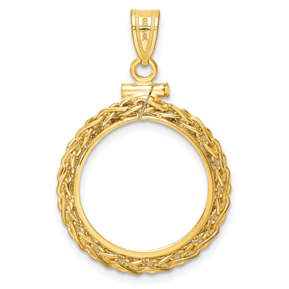 FJC Finejewelers 14 kt Yellow Gold Wheat Chain 18.0mm x 1.35mm Screw Top Coin Bezel Pendant