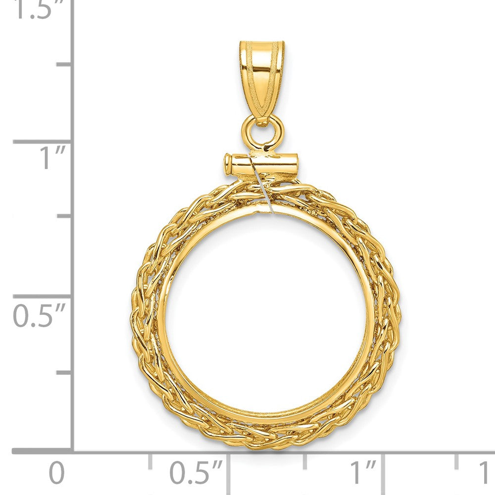 FJC Finejewelers 14 kt Yellow Gold Wheat Chain 18.0mm x 1.35mm Screw Top Coin Bezel Pendant