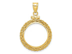 FJC Finejewelers 14 kt Yellow Gold Wheat Chain 18.0mm x 1.35mm Screw Top Coin Bezel Pendant