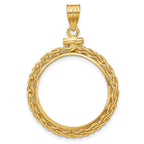 FJC Finejewelers 14 kt Yellow Gold Wheat Chain 22.0mm x 1.9mm Screw Top Coin Bezel Pendant