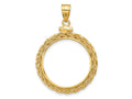 FJC Finejewelers 14 kt Yellow Gold Wheat Chain 22.0mm x 1.9mm Screw Top Coin Bezel Pendant