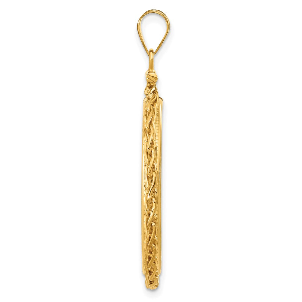 FJC Finejewelers 14 kt Yellow Gold Wheat Chain 27.0mm x 2.35mm Screw Top Coin Bezel Pendant