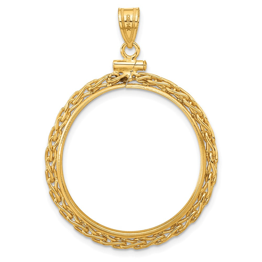 FJC Finejewelers 14 kt Yellow Gold Wheat Chain 27.0mm x 2.35mm Screw Top Coin Bezel Pendant