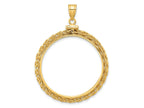 FJC Finejewelers 14 kt Yellow Gold Wheat Chain 30.0mm x 3.00mm Screw Top Coin Bezel Pendant
