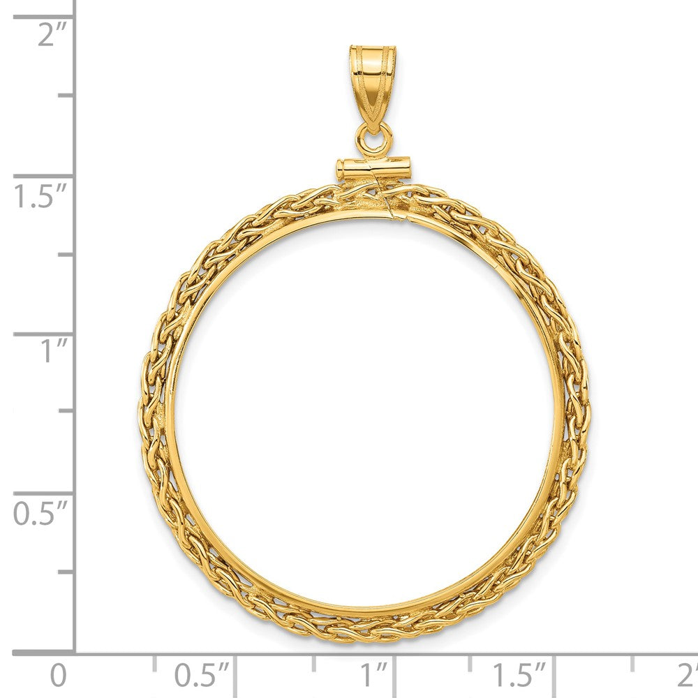 FJC Finejewelers 14 kt Yellow Gold Wheat Chain 32.0mm x 2.85mm Screw Top Coin Bezel Pendant
