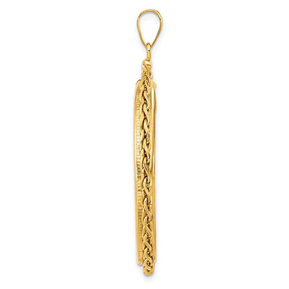 FJC Finejewelers 14 kt Yellow Gold Wheat Chain 32.0mm x 2.85mm Screw Top Coin Bezel Pendant