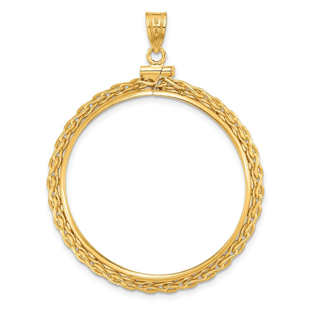 FJC Finejewelers 14 kt Yellow Gold Wheat Chain 32.7mm x 3.00mm Screw Top Coin Bezel Pendant