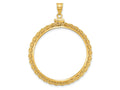 FJC Finejewelers 14 kt Yellow Gold Wheat Chain 32.7mm x 3.00mm Screw Top Coin Bezel Pendant