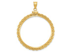 FJC Finejewelers 14 kt Yellow Gold Wheat Chain 32.7mm x 3.00mm Screw Top Coin Bezel Pendant