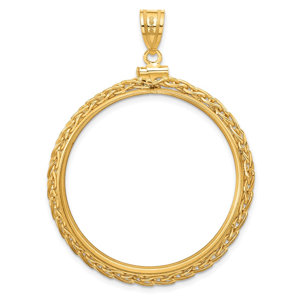 FJC Finejewelers 14 kt Yellow Gold Wheat Chain 34.2mm x 2.85mm Screw Top Coin Bezel Pendant