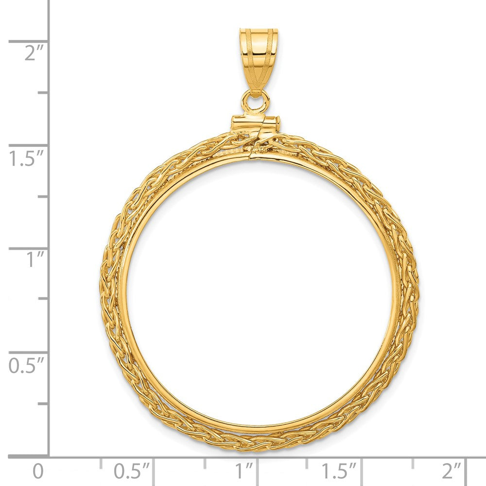 FJC Finejewelers 14 kt Yellow Gold Wheat Chain 34.2mm x 2.85mm Screw Top Coin Bezel Pendant