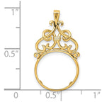 FJC Finejewelers 14 kt Yellow Gold Polished Filigree Top 13.0mm Prong Coin Bezel Pendant