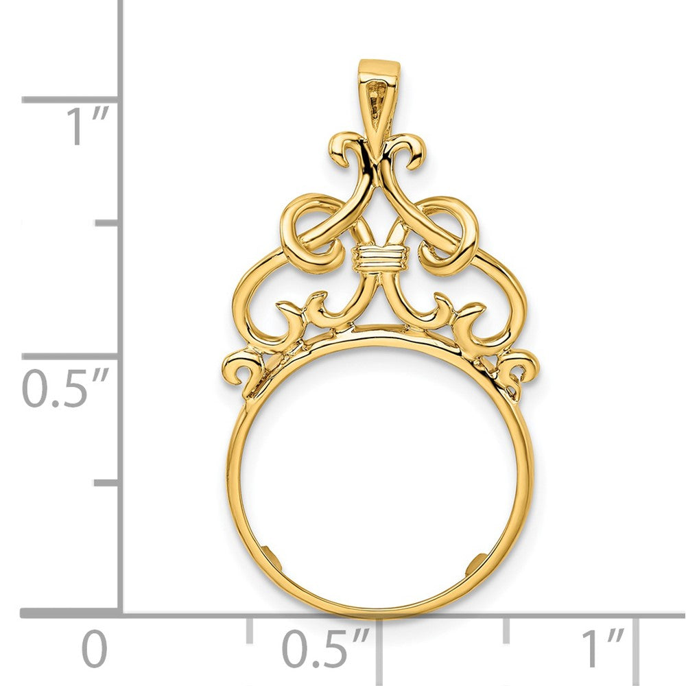 FJC Finejewelers 14 kt Yellow Gold Polished Filigree Top 14.0mm Prong Coin Bezel Pendant