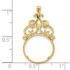 FJC Finejewelers 14 kt Yellow Gold Polished Filigree Top 14.0mm Prong Coin Bezel Pendant
