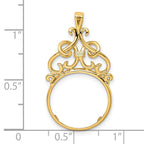 FJC Finejewelers 14 kt Yellow Gold Polished Filigree Top 16.5mm Prong Coin Bezel Pendant