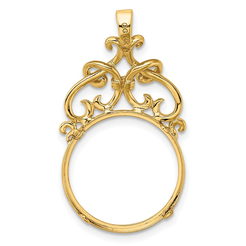 FJC Finejewelers 14 kt Yellow Gold Polished Filigree Top 16.5mm Prong Coin Bezel Pendant
