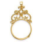 FJC Finejewelers 14 kt Yellow Gold Polished Filigree Top 16.5mm Prong Coin Bezel Pendant