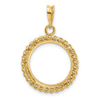 FJC Finejewelers 14 kt Yellow Gold with Twisted Wire 16.5mm Prong Coin Bezel Pendant