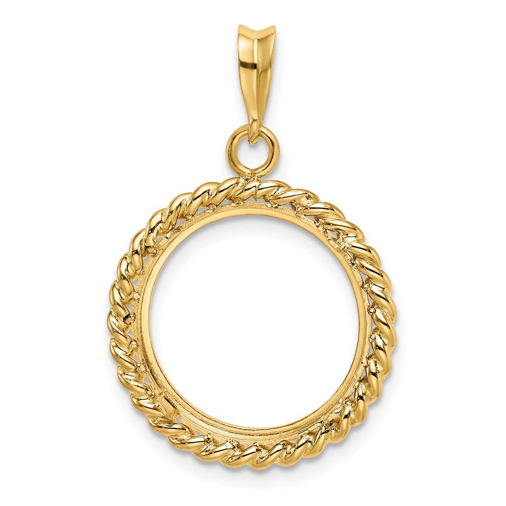 FJC Finejewelers 14 kt Yellow Gold with Twisted Wire 16.5mm Prong Coin Bezel Pendant