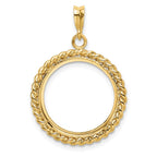 FJC Finejewelers 14 kt Yellow Gold with Twisted Wire 17.8mm Prong Coin Bezel Pendant