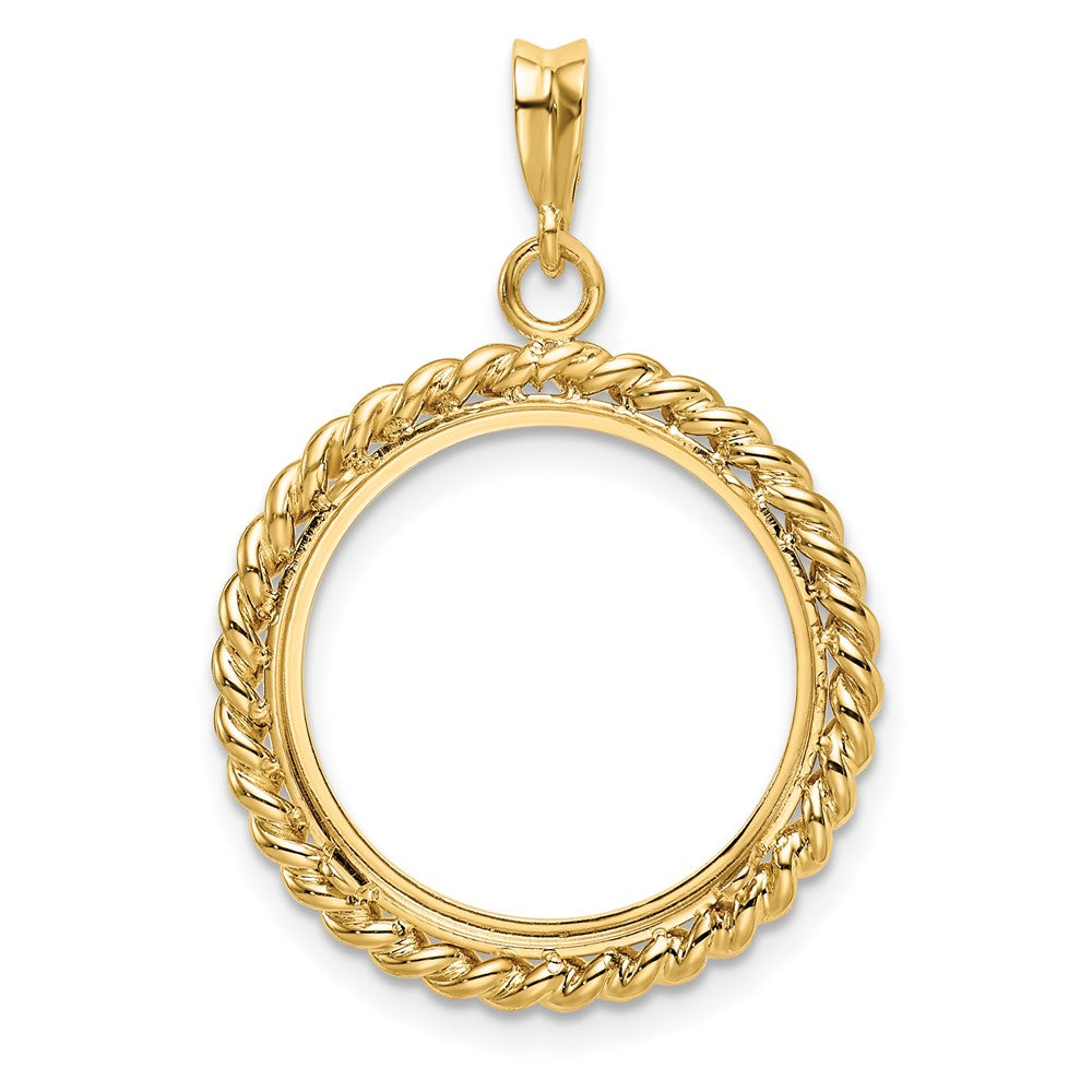 FJC Finejewelers 14 kt Yellow Gold with Twisted Wire 17.8mm Prong Coin Bezel Pendant