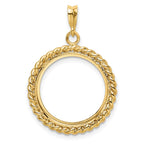 FJC Finejewelers 14 kt Yellow Gold with Twisted Wire 18.0mm Prong Coin Bezel Pendant