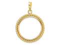 FJC Finejewelers 14 kt Yellow Gold with Twisted Wire 21.6mm Prong Coin Bezel Pendant