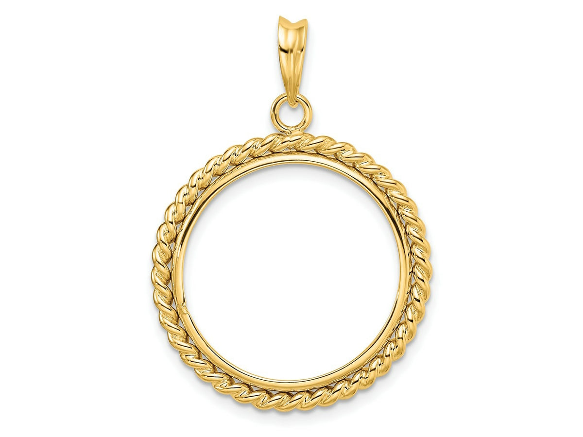 FJC Finejewelers 14 kt Yellow Gold with Twisted Wire 21.6mm Prong Coin Bezel Pendant