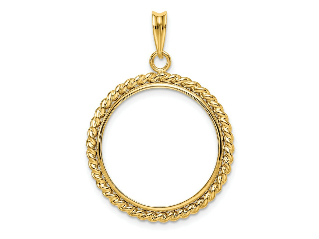 FJC Finejewelers 14 kt Yellow Gold with Twisted Wire 22.0mm Prong Coin Bezel Pendant