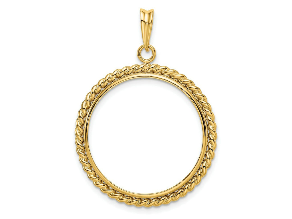FJC Finejewelers 14 kt Yellow Gold with Twisted Wire 25.0mm Prong Coin Bezel Pendant