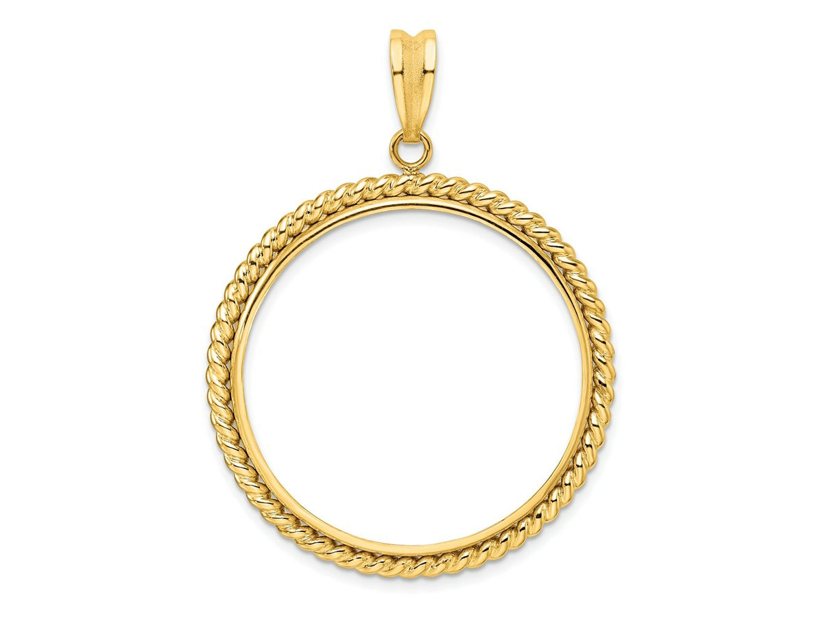FJC Finejewelers 14 kt Yellow Gold with Twisted Wire 32.0mm Prong Coin Bezel Pendant