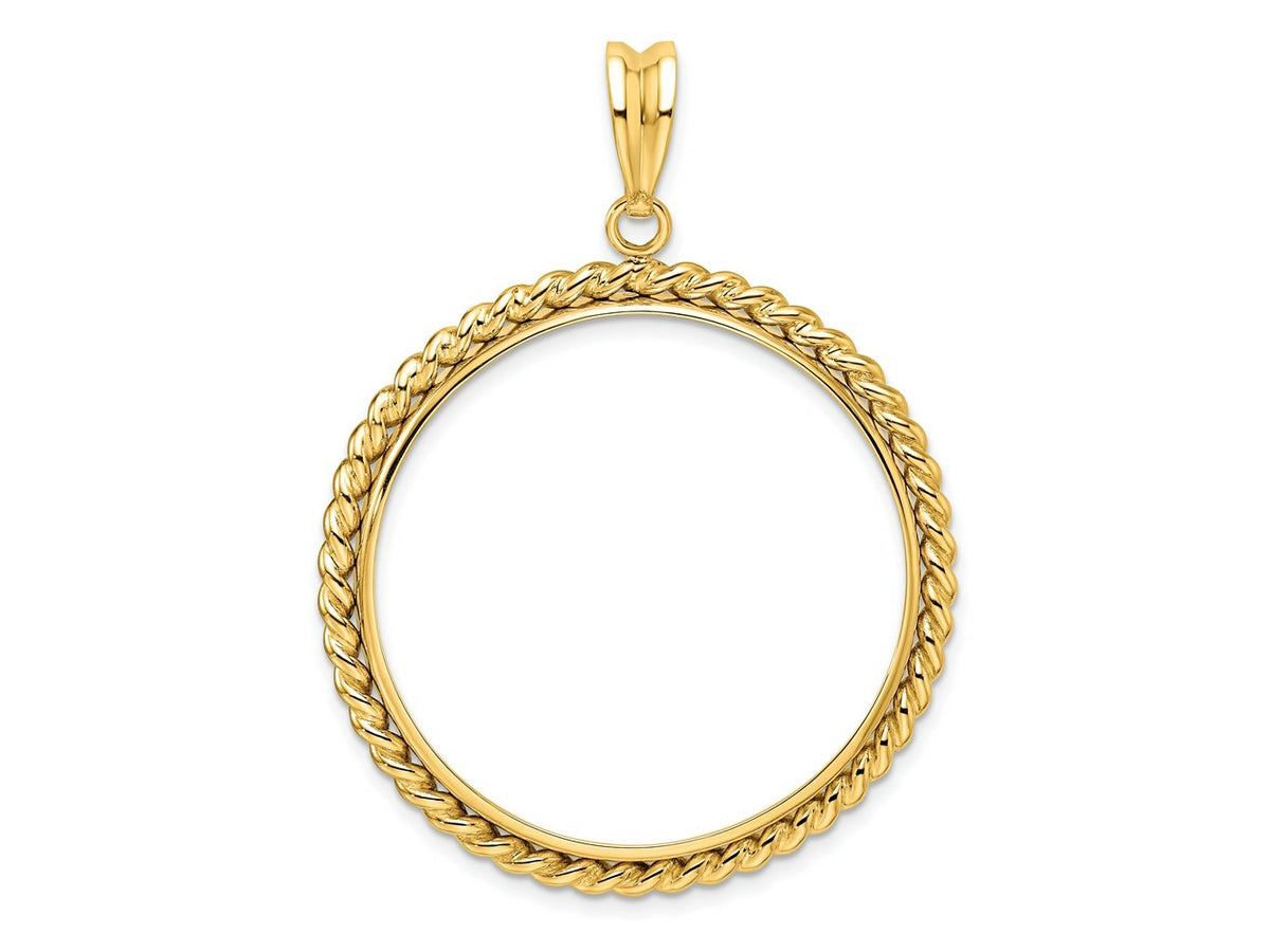 FJC Finejewelers 14 kt Yellow Gold with Twisted Wire 32.7mm Prong Coin Bezel Pendant