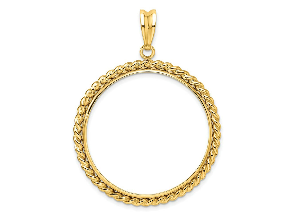 FJC Finejewelers 14 kt Yellow Gold with Twisted Wire 32.7mm Prong Coin Bezel Pendant