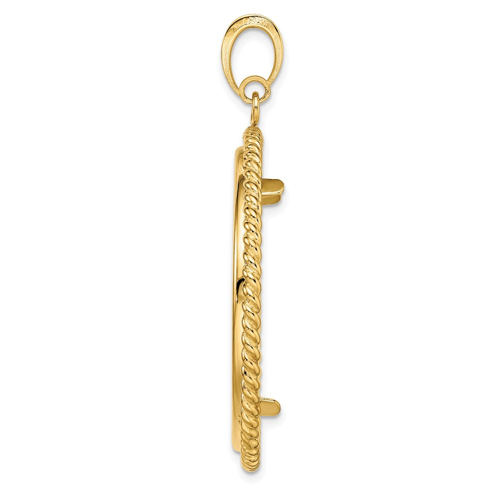 FJC Finejewelers 14 kt Yellow Gold with Twisted Wire 34.2mm Prong Coin Bezel Pendant