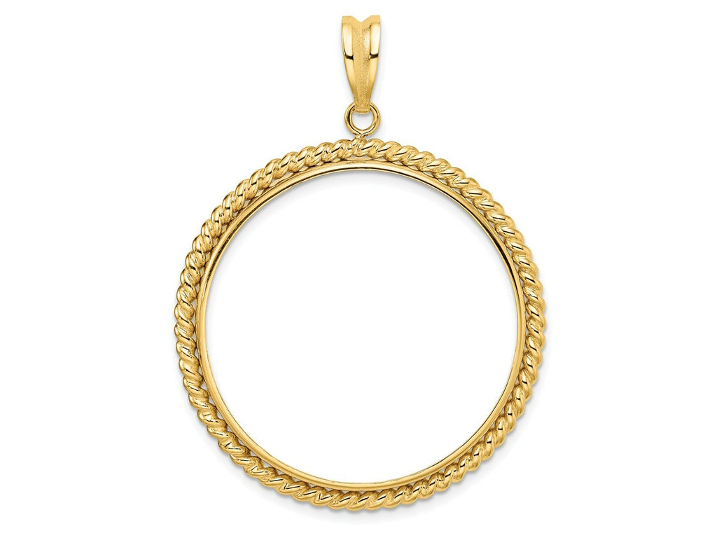 FJC Finejewelers 14 kt Yellow Gold with Twisted Wire 34.2mm Prong Coin Bezel Pendant