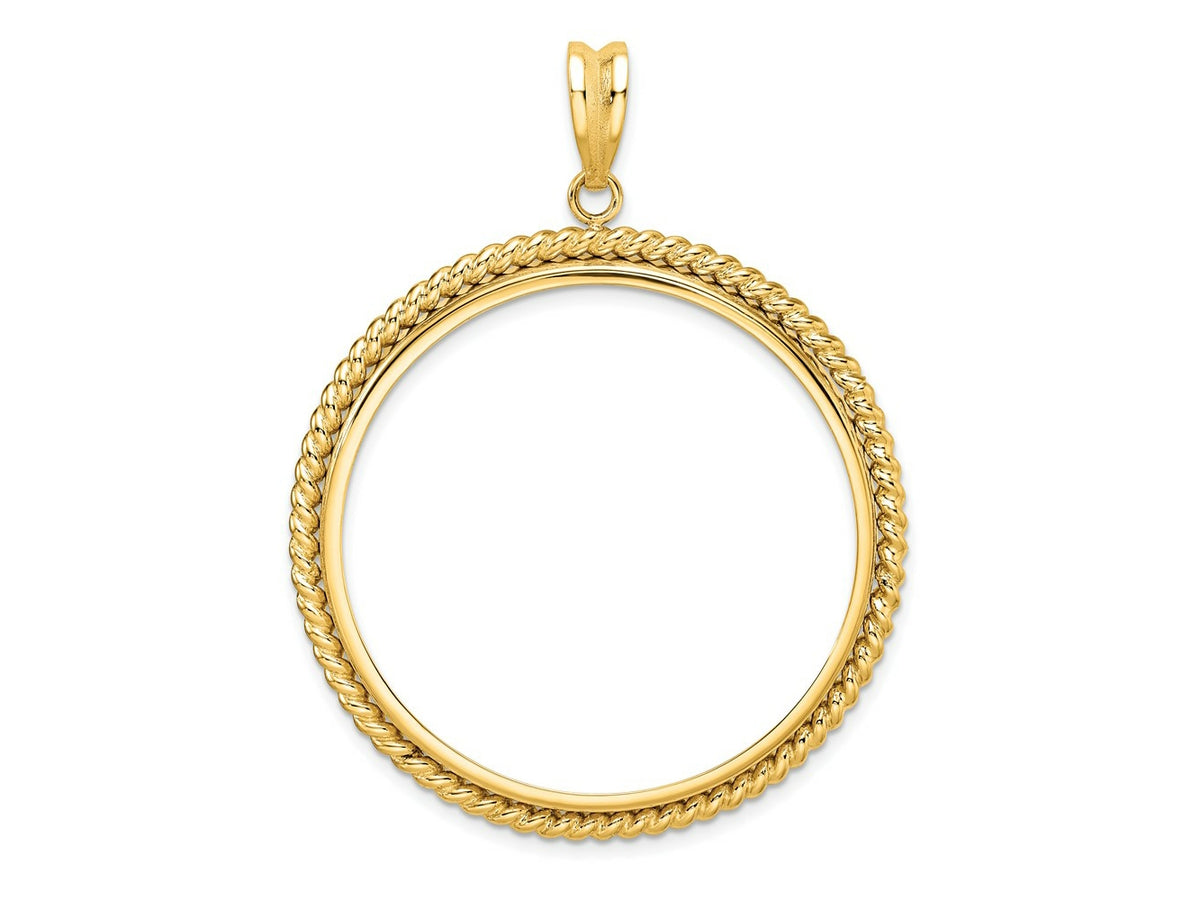 FJC Finejewelers 14 kt Yellow Gold with Twisted Wire 38.1mm Prong Coin Bezel Pendant