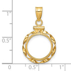 FJC Finejewelers 14 kt Yellow Gold Twisted Ribbon 13.0mm x 1.1mm Screw Top Coin Bezel Pendant