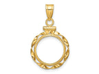 FJC Finejewelers 14 kt Yellow Gold Twisted Ribbon 13.0mm x 1.1mm Screw Top Coin Bezel Pendant