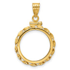 FJC Finejewelers 14 kt Yellow Gold Twisted Ribbon 17.8mm x 1.35mm Screw Top Coin Bezel Pendant