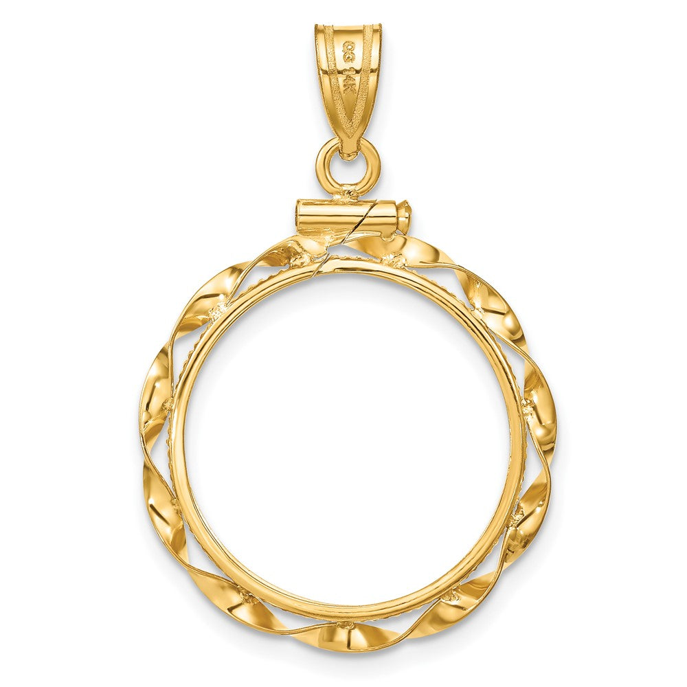 FJC Finejewelers 14 kt Yellow Gold Twisted Ribbon 18.0mm x 1.35mm Screw Top Coin Bezel Pendant