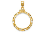 FJC Finejewelers 14 kt Yellow Gold Twisted Ribbon 18.0mm x 1.35mm Screw Top Coin Bezel Pendant