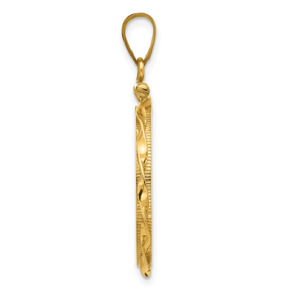 FJC Finejewelers 14 kt Yellow Gold Twisted Ribbon 21.6mm x 1.7mm Screw Top Coin Bezel Pendant