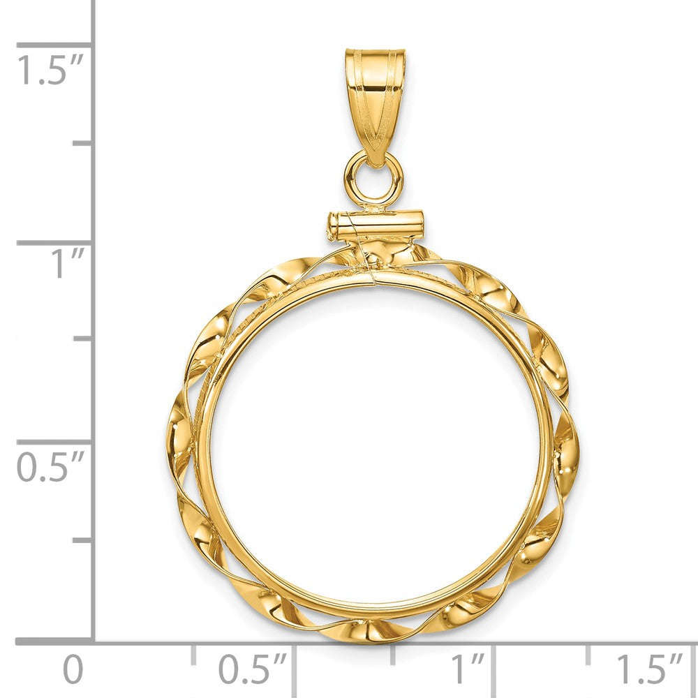 FJC Finejewelers 14 kt Yellow Gold Twisted Ribbon 22.0mm x 1.9mm Screw Top Coin Bezel Pendant