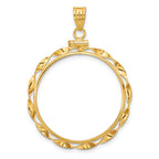 FJC Finejewelers 14 kt Yellow Gold Twisted Ribbon Screw Top Coin Bezel Pendant 42 mm x 31 mm