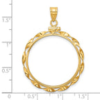 FJC Finejewelers 14 kt Yellow Gold Twisted Ribbon Screw Top Coin Bezel Pendant 42 mm x 31 mm