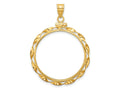 FJC Finejewelers 14 kt Yellow Gold Twisted Ribbon Screw Top Coin Bezel Pendant 42 mm x 31 mm