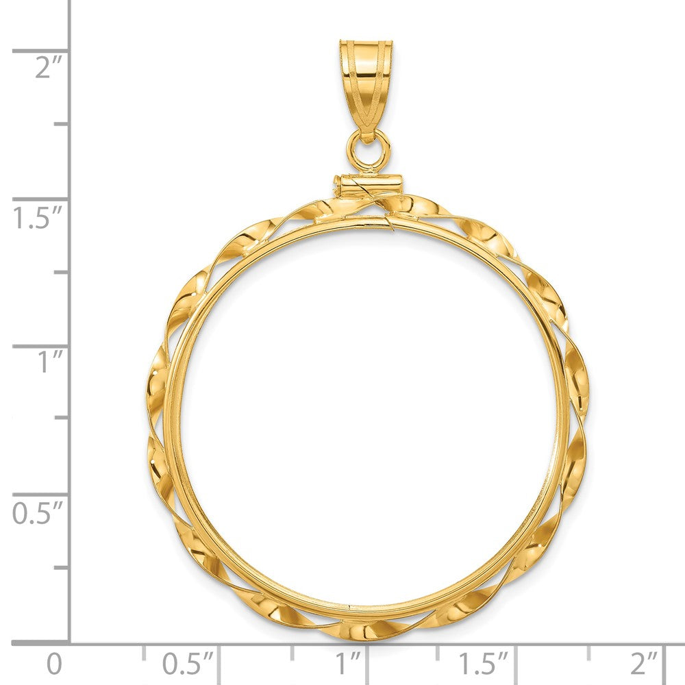FJC Finejewelers 14 kt Yellow Gold Twisted Ribbon 34.2mm x 2.85mm Screw Top Coin Bezel Pendant